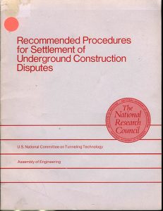 Recommended procedures for settlement of underground contruction disputes